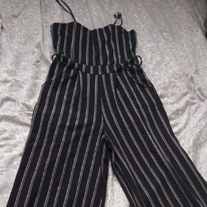 Eclipse Black and White Striped Jumpsuit